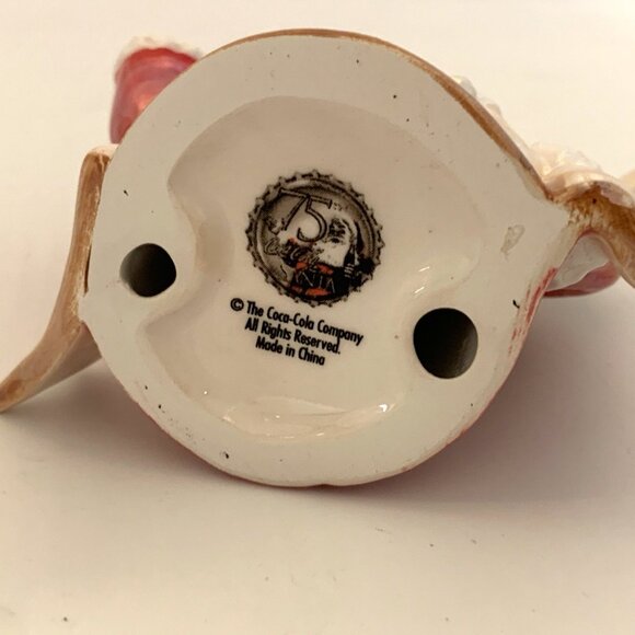 4 Coca-Cola Pearlescent Porcelain Xmas Ornaments 3 Santa 1 Polar Bear Vintage - Picture 7 of 15